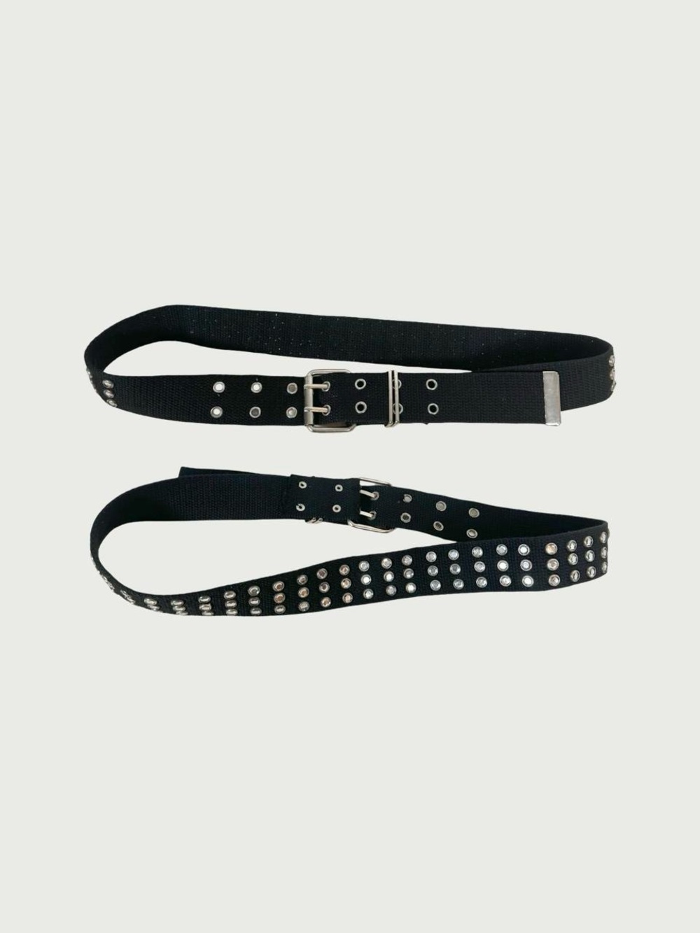 Rhinestone Studded Canvas Grommet Belt